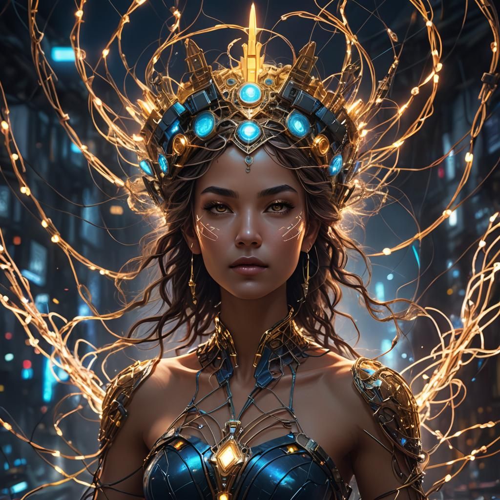 Goddess of Electric Symphony: Fantasy Concept Art