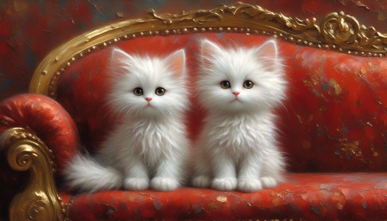 <lora:WHIMSICAL:1.0> white chibi fluffy kitten, sitting on b...