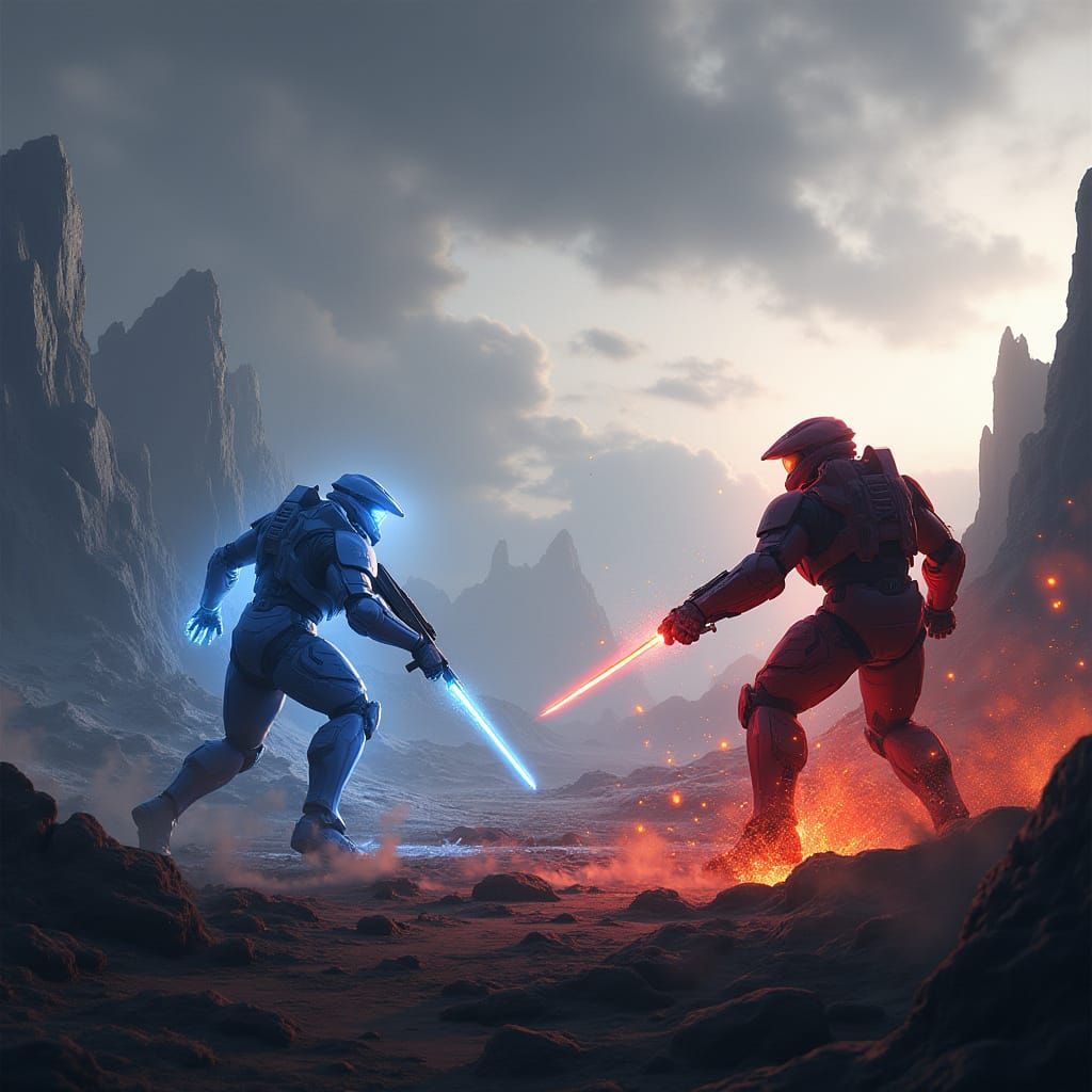 Halo Reach Characters Battle in Realistic Landscape