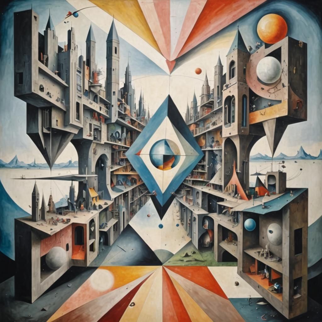 Retro-Futuristic Mural Painting in Art Deco Style