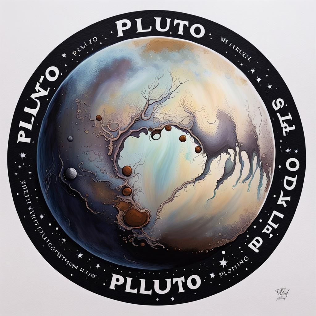 Planet Pluto Logo with Wicked Spell in Gouache