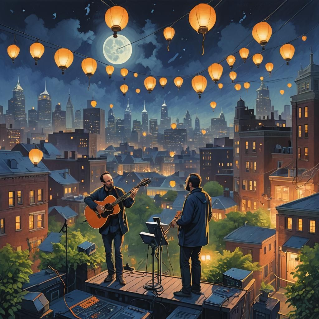 Dave Matthews Philadelphia Rooftop Concert in Matte Painting...