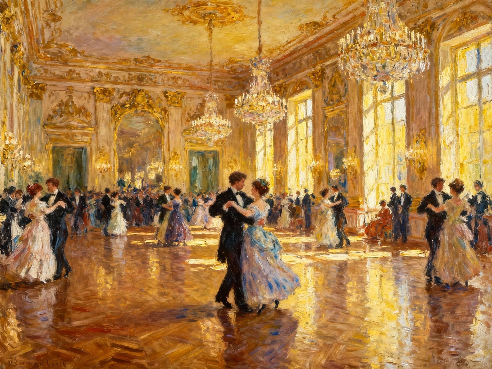 Parisian Ballroom Dance in Post-Impressionist Style