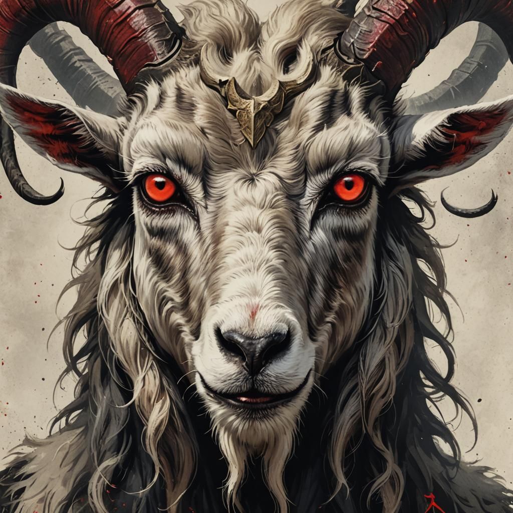 Satanic Goat with Red Eyes: a Matte Painting