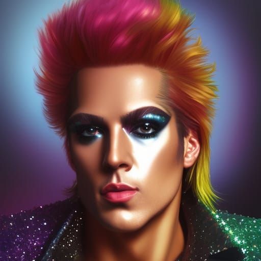 Glittering Glam Rock Superstar Portrait