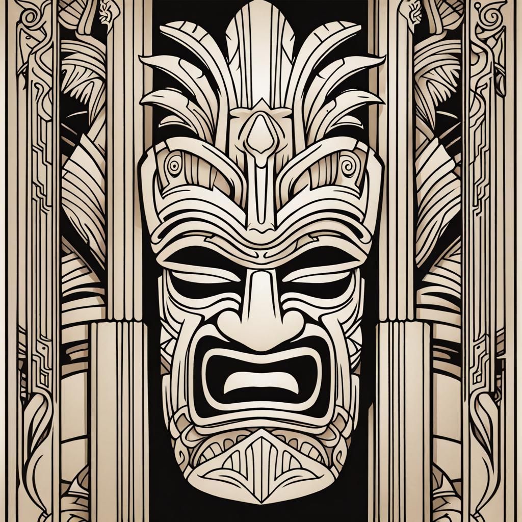 Art Nouveau Tiki Mask on Art Deco Building