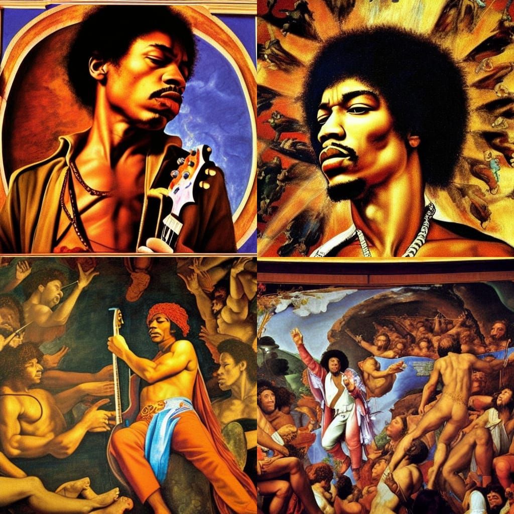 Jimi Hendrix Sistine Chapel Renaissance Painting