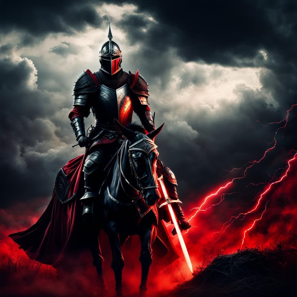 Epic Black Knight in Intricate Dark Armor