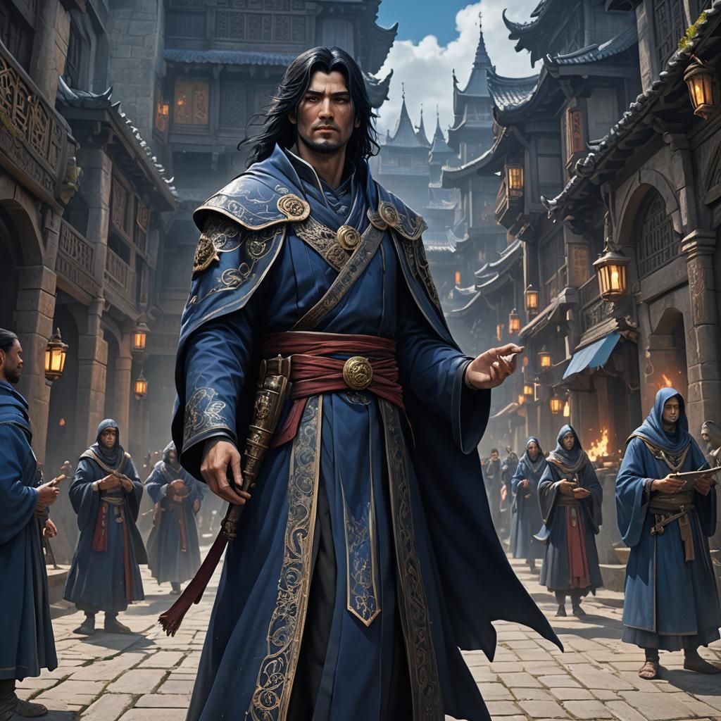 Kender Cleric in Dark Blue Robes