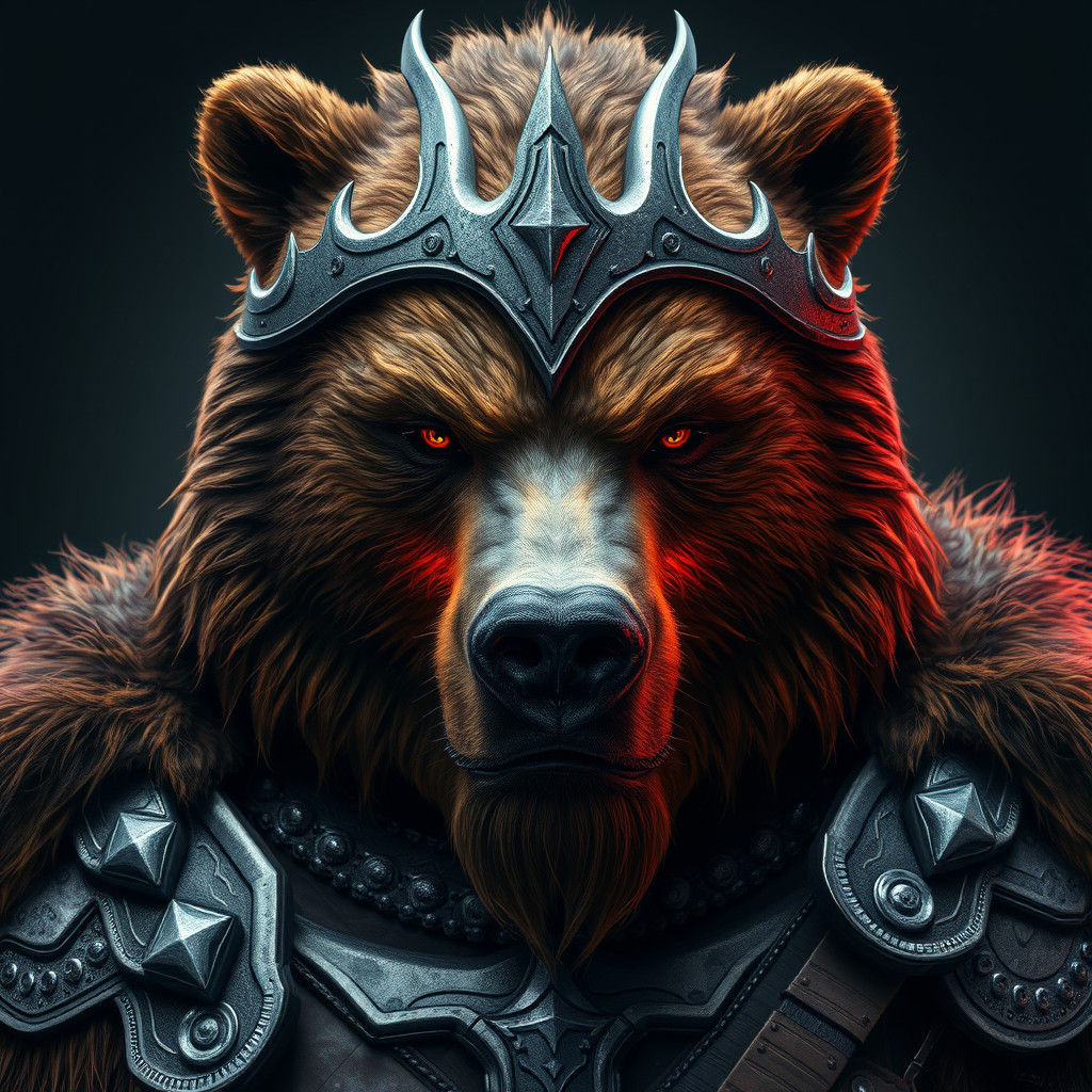 Grizzly Viking Warrior Portrait in Hyper-Realistic Style