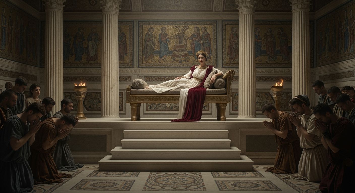 Roman Empress in a Marble Throne Room