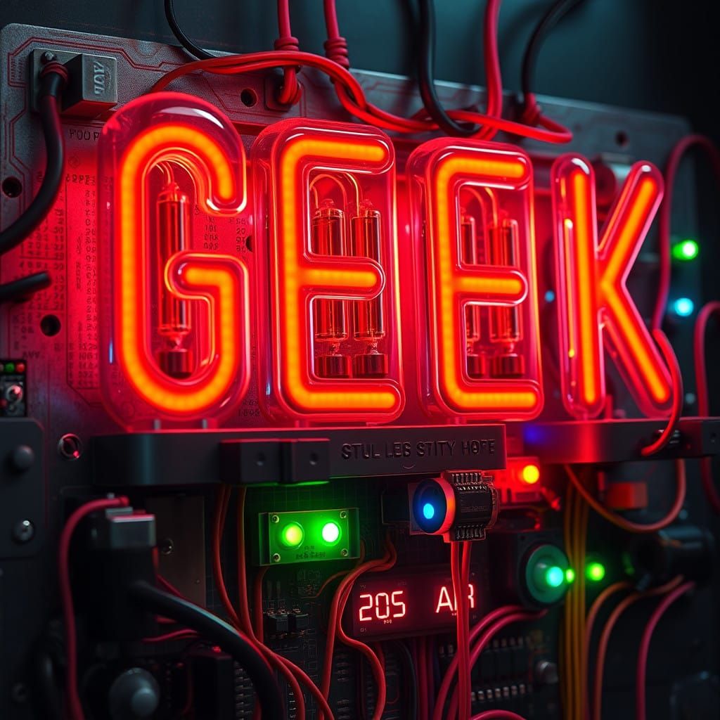 Glowing Neon Circuit Board in Futuristic Style