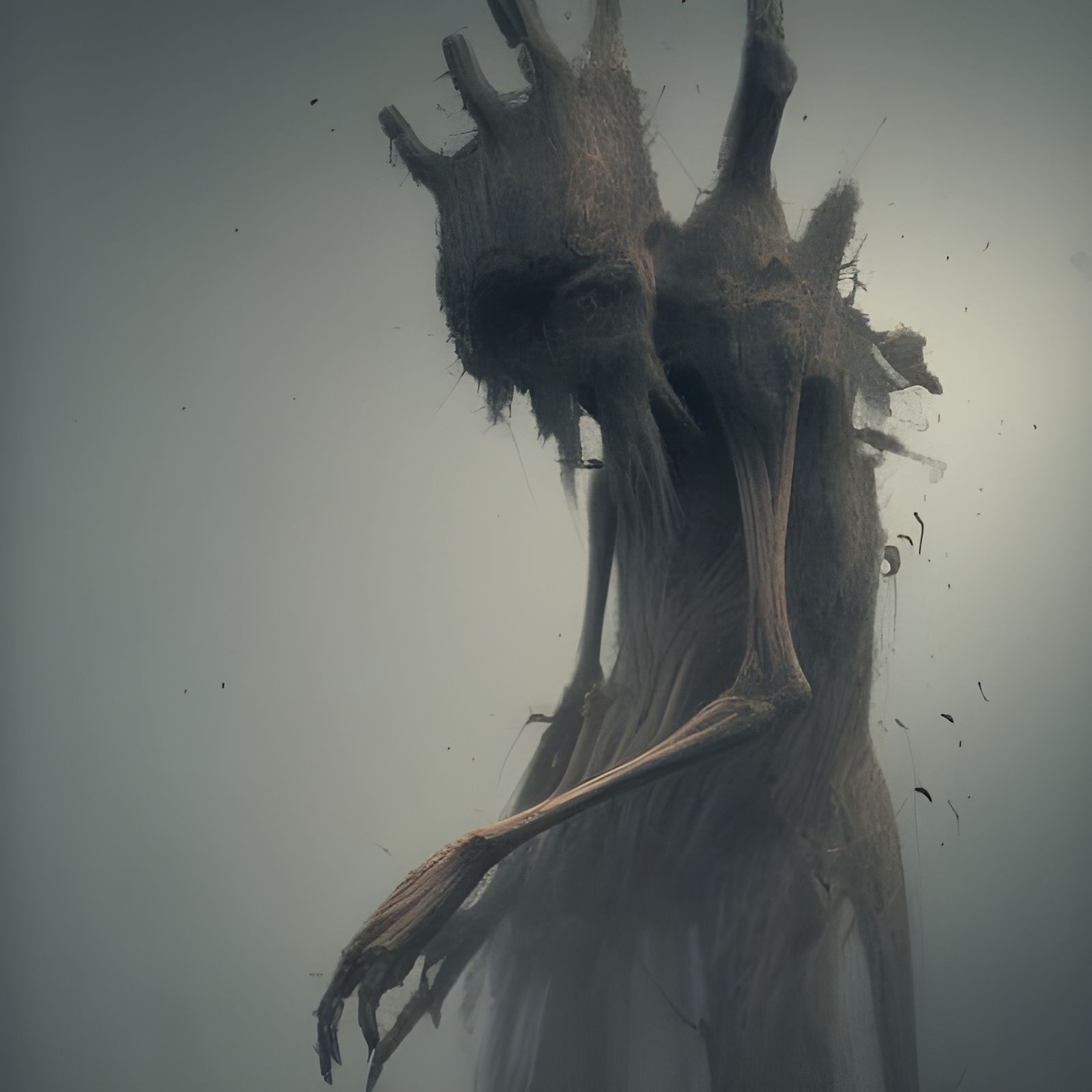 Eerie Biped in Liminal Space: Digital Illustration