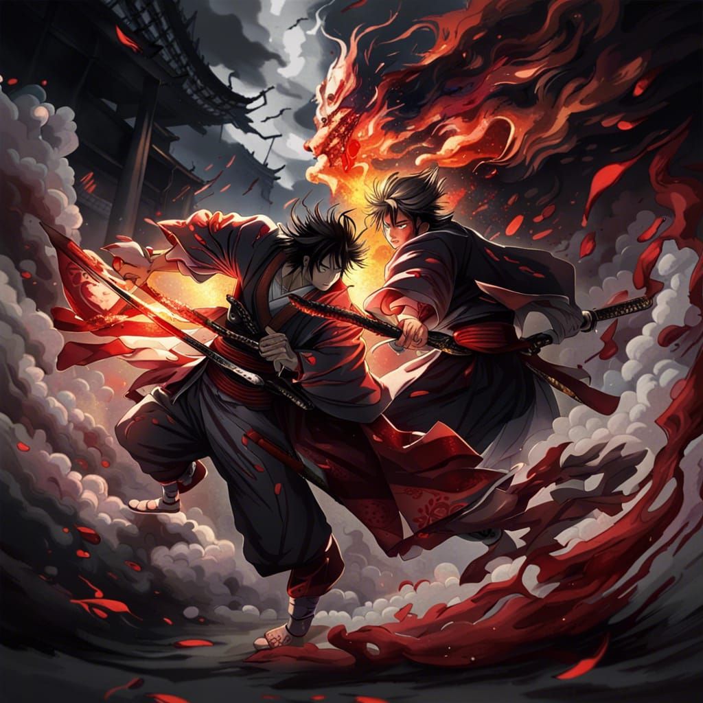 Epic Battle Between Two Warriors: Digital Matte Painting