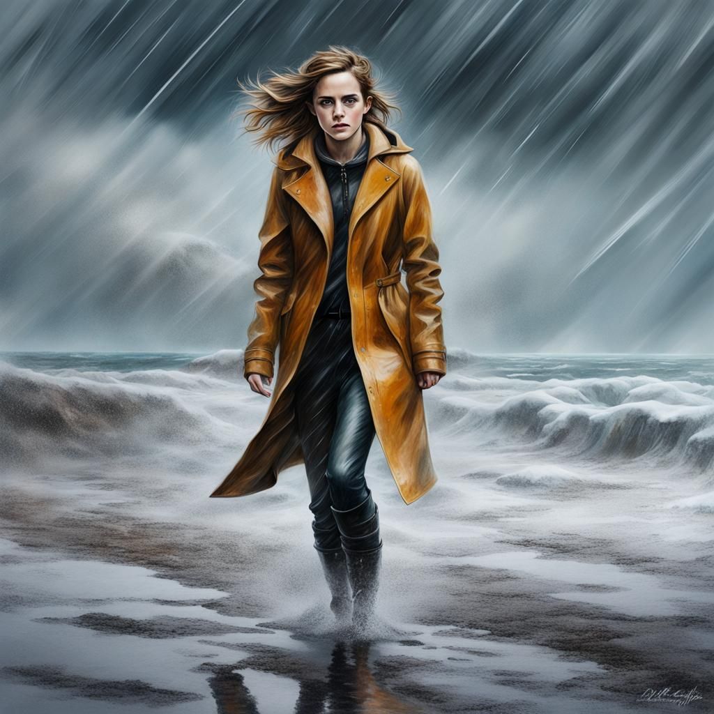 Emma Watson in Snowstorm at Beachy Head