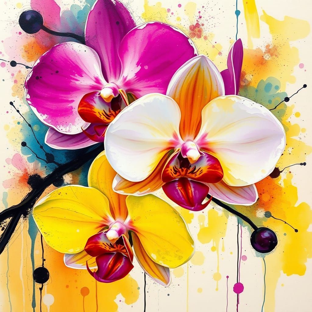 Ethereal Orchids in Abstract Expressionist Style