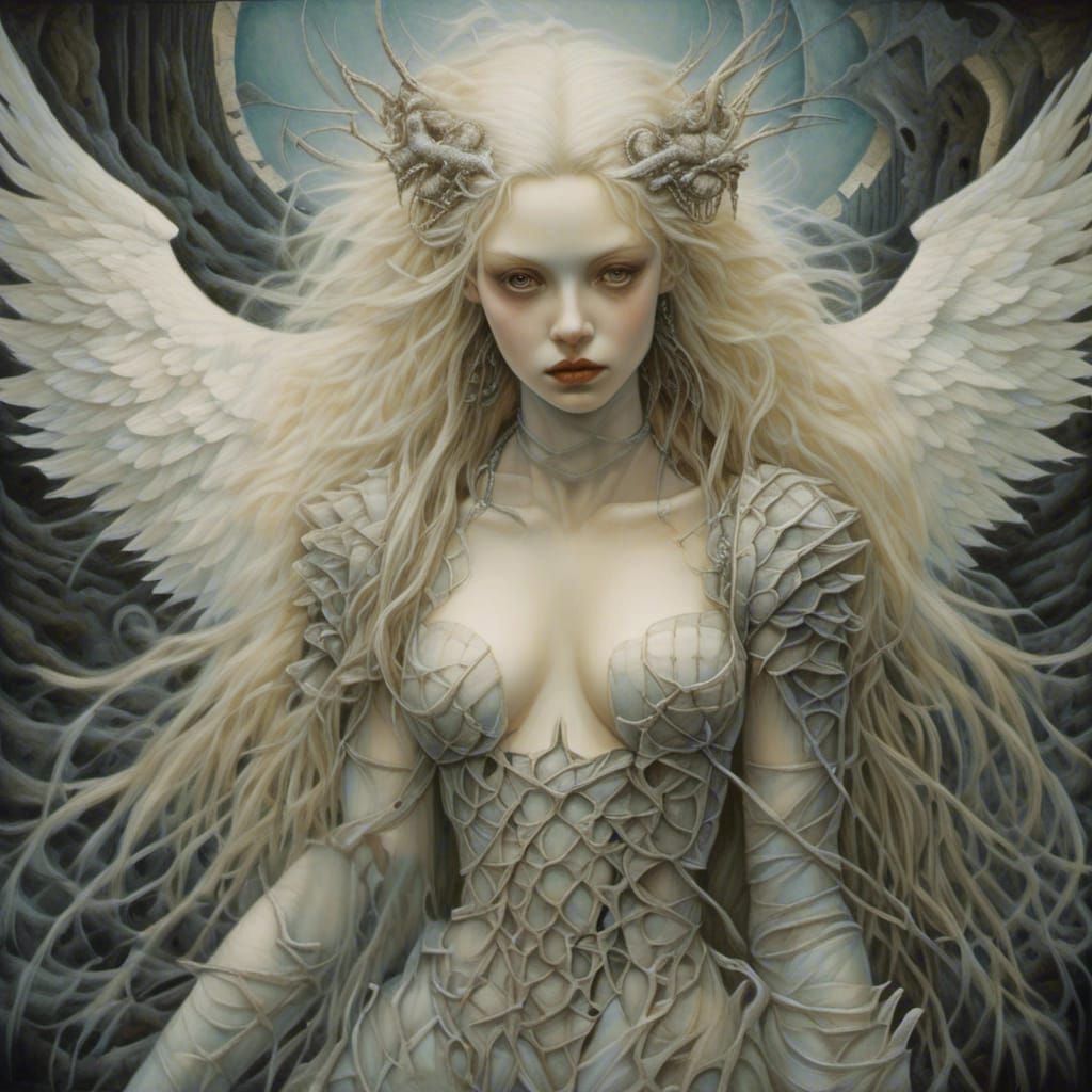 Gothic Angel in a Dark Fantasy Landscape