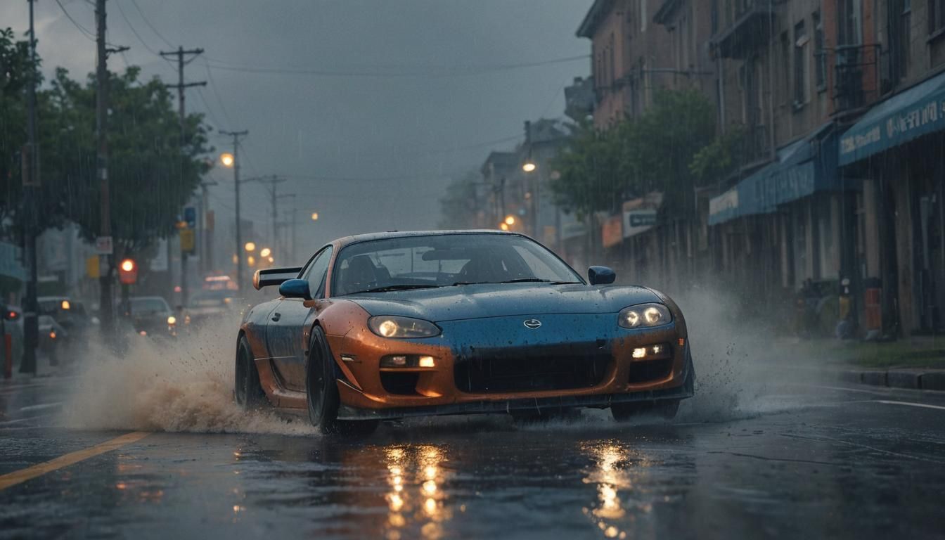 Mazda RX 7 Drifting: Digital Automotive Art