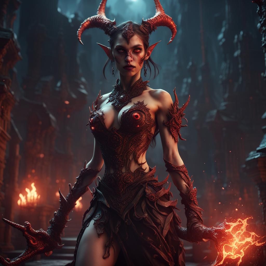 Detailed Demon Girl Matte Painting