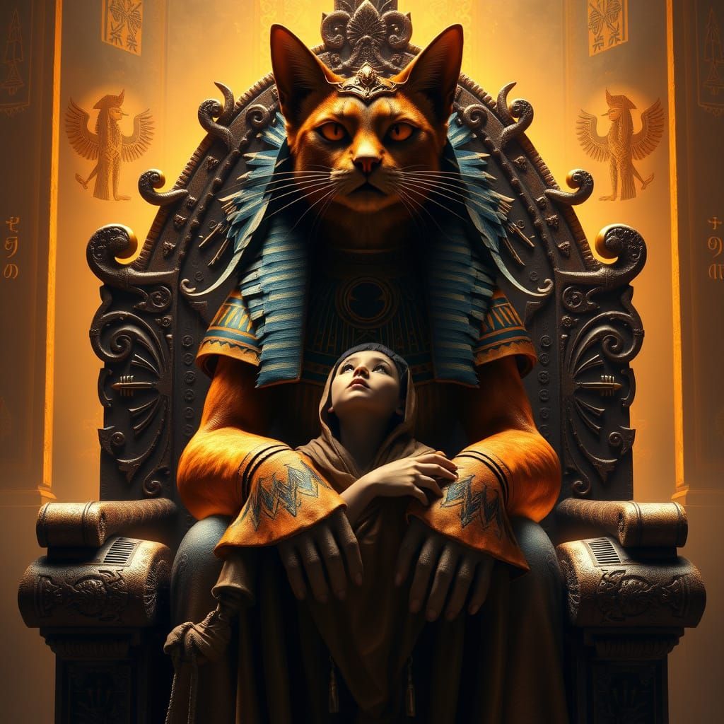 Egyptian Cat Goddess Reigns Supreme in Ancient Throne Room