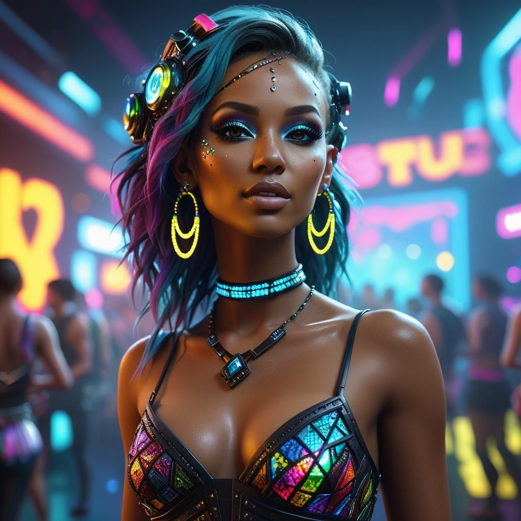 Beautiful Female Raver in Nightclub, 8K Resolution
