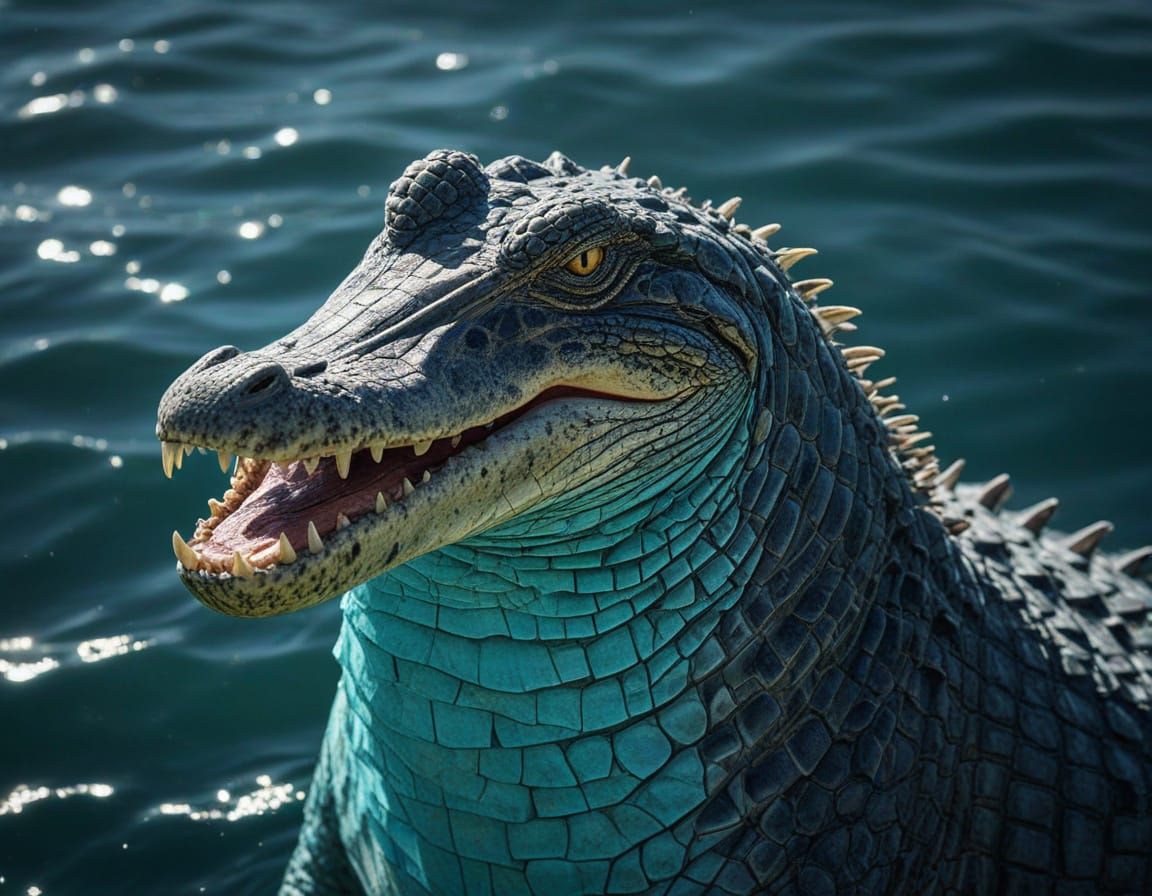 Realistic Arctic Crocodile Hybrid in Vivid Wildlife Photogra...