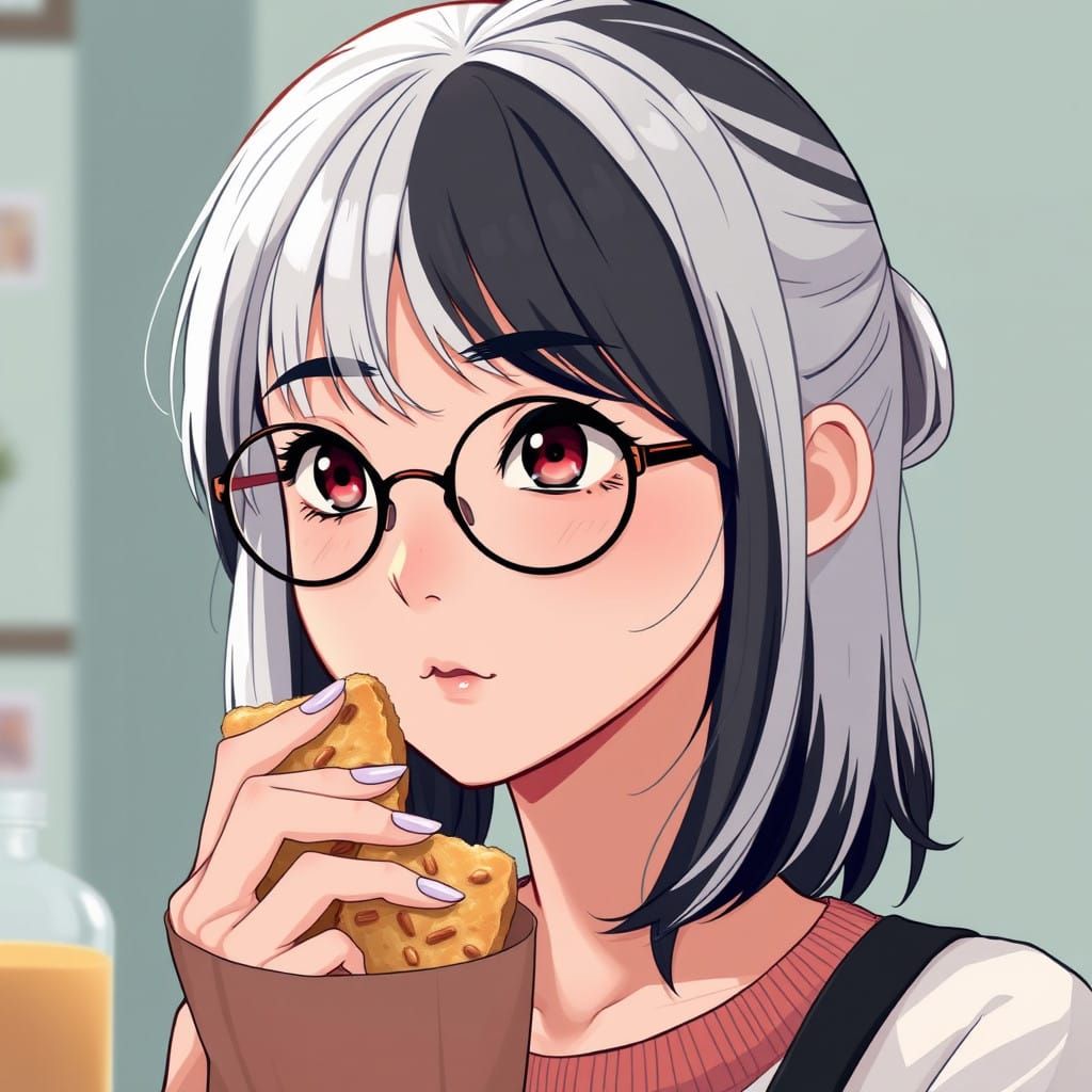 Delicate Korean Woman in Vibrant Manga Style