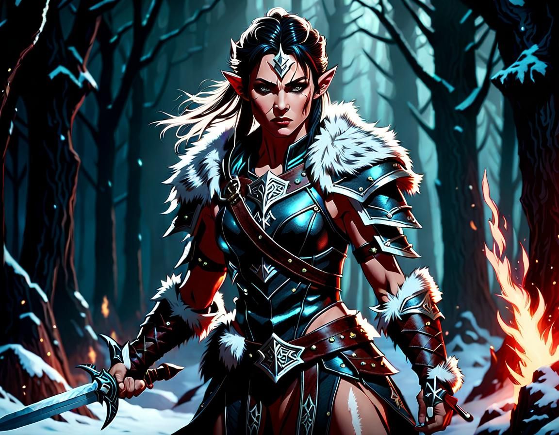 Elvish Barbarian Warrior Ready for Battle