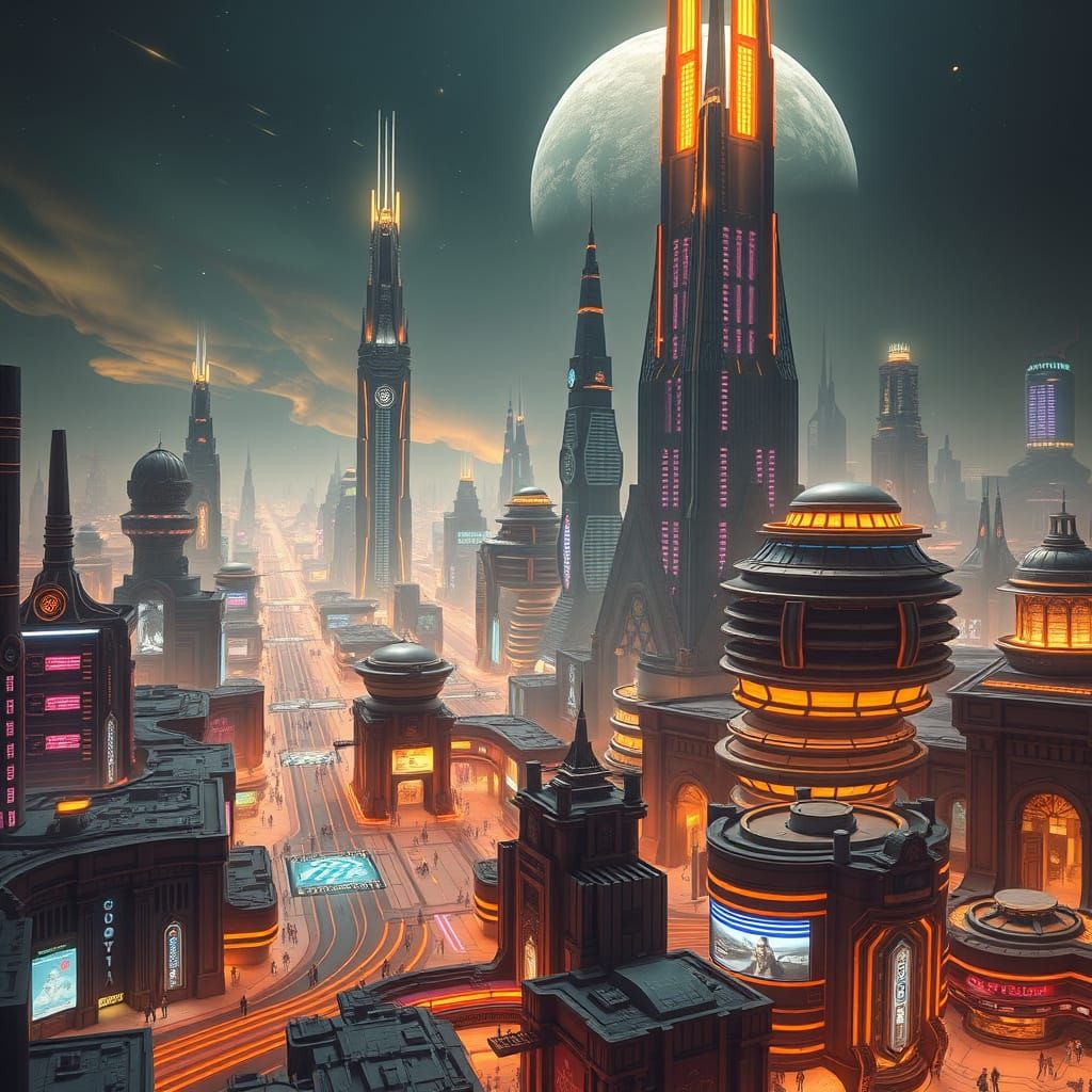 Sleek Taris Upper City Futuristic Metropolis at Night