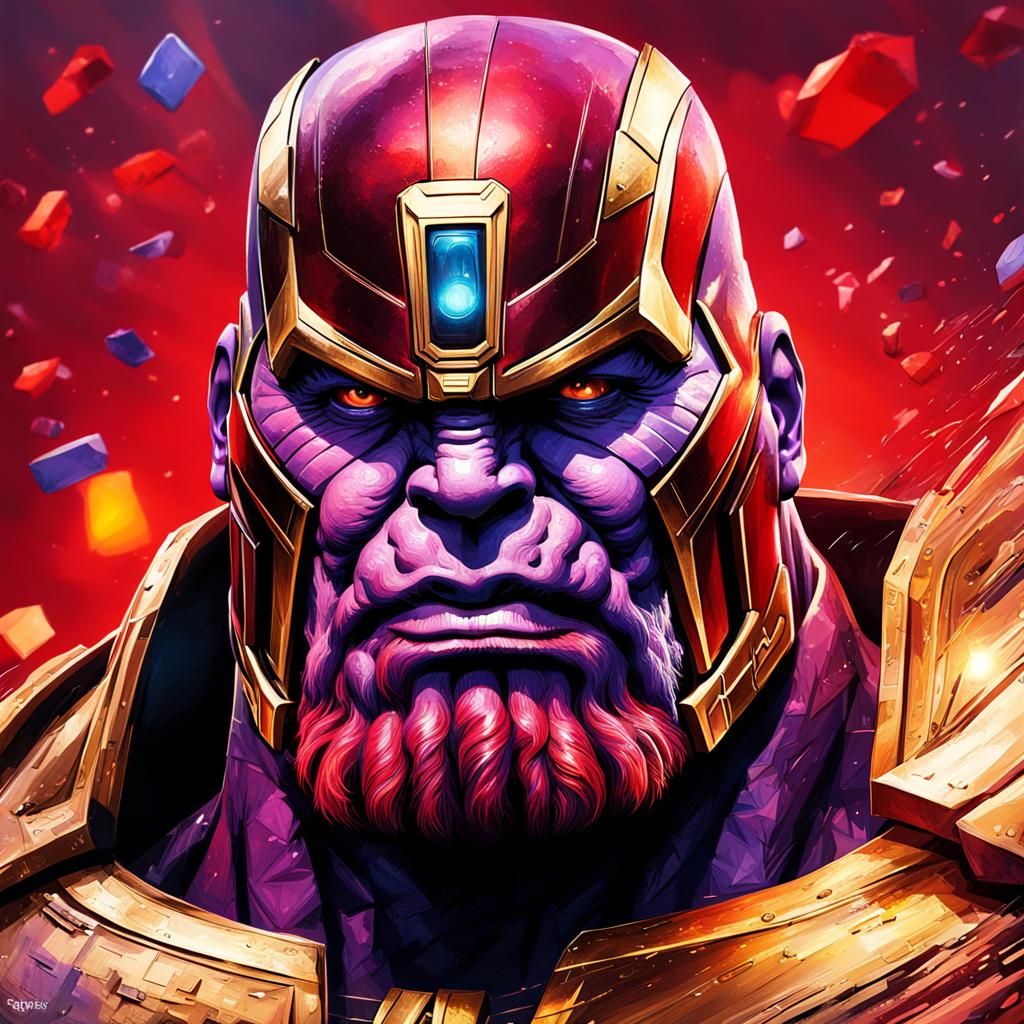 Hyperrealistic Red Thanos Splash Art