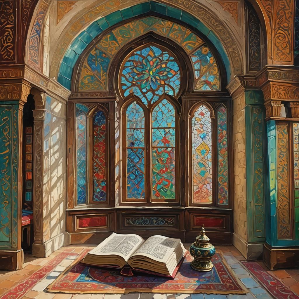 Ottoman Room with Arabic Calligraphy in Expressionist Style