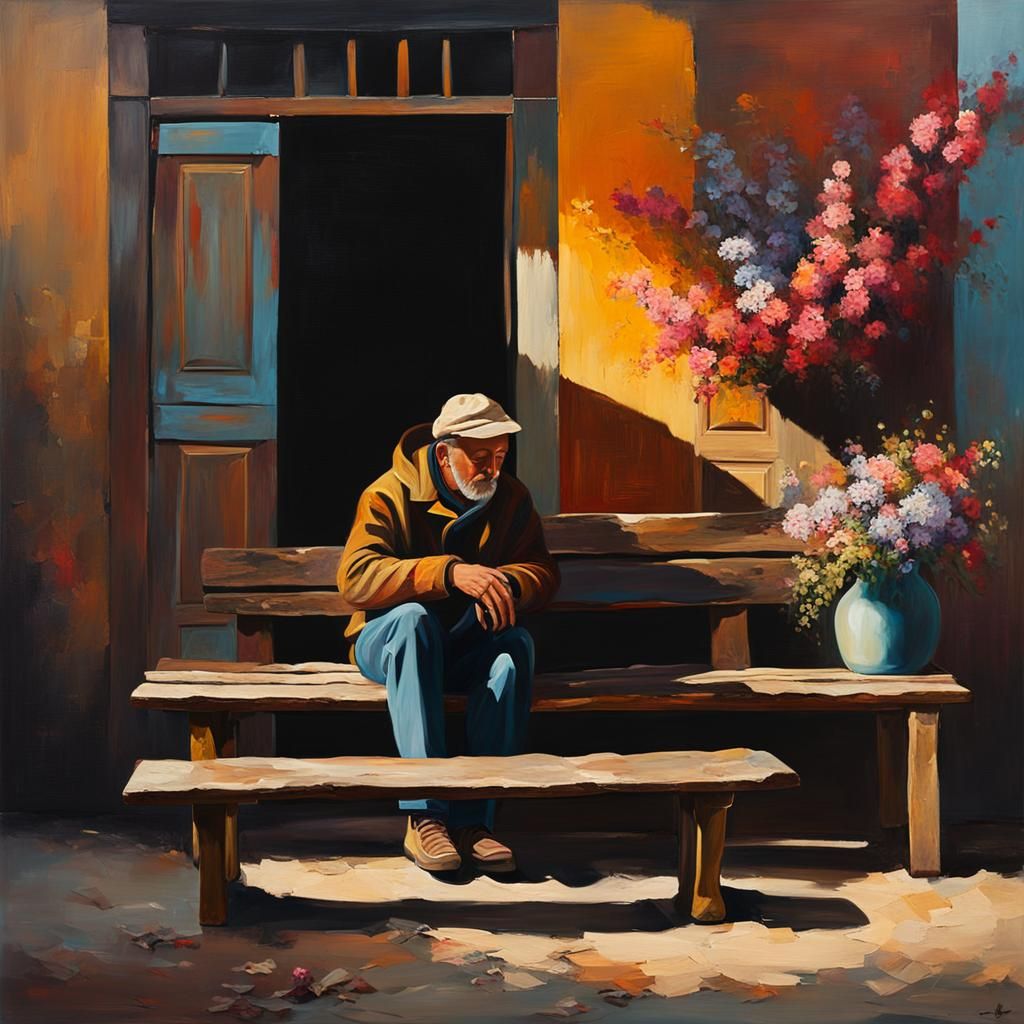 Moody Oil Painting of a Solitary Figure