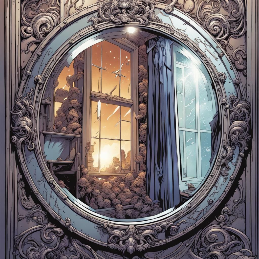 Broken Mirror in Comic Book Style