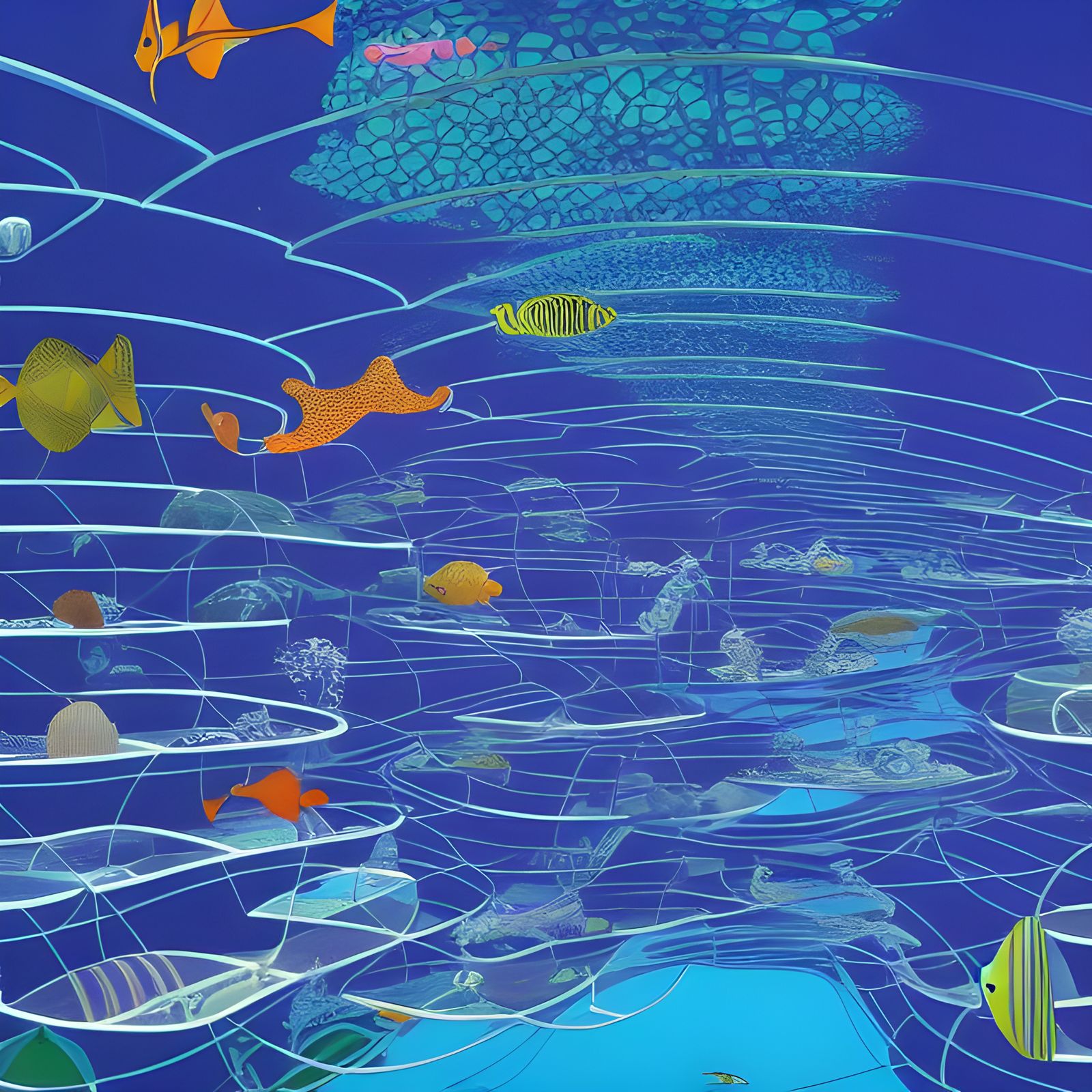 Aquatic Humans Inhabiting Flowing Undersea City