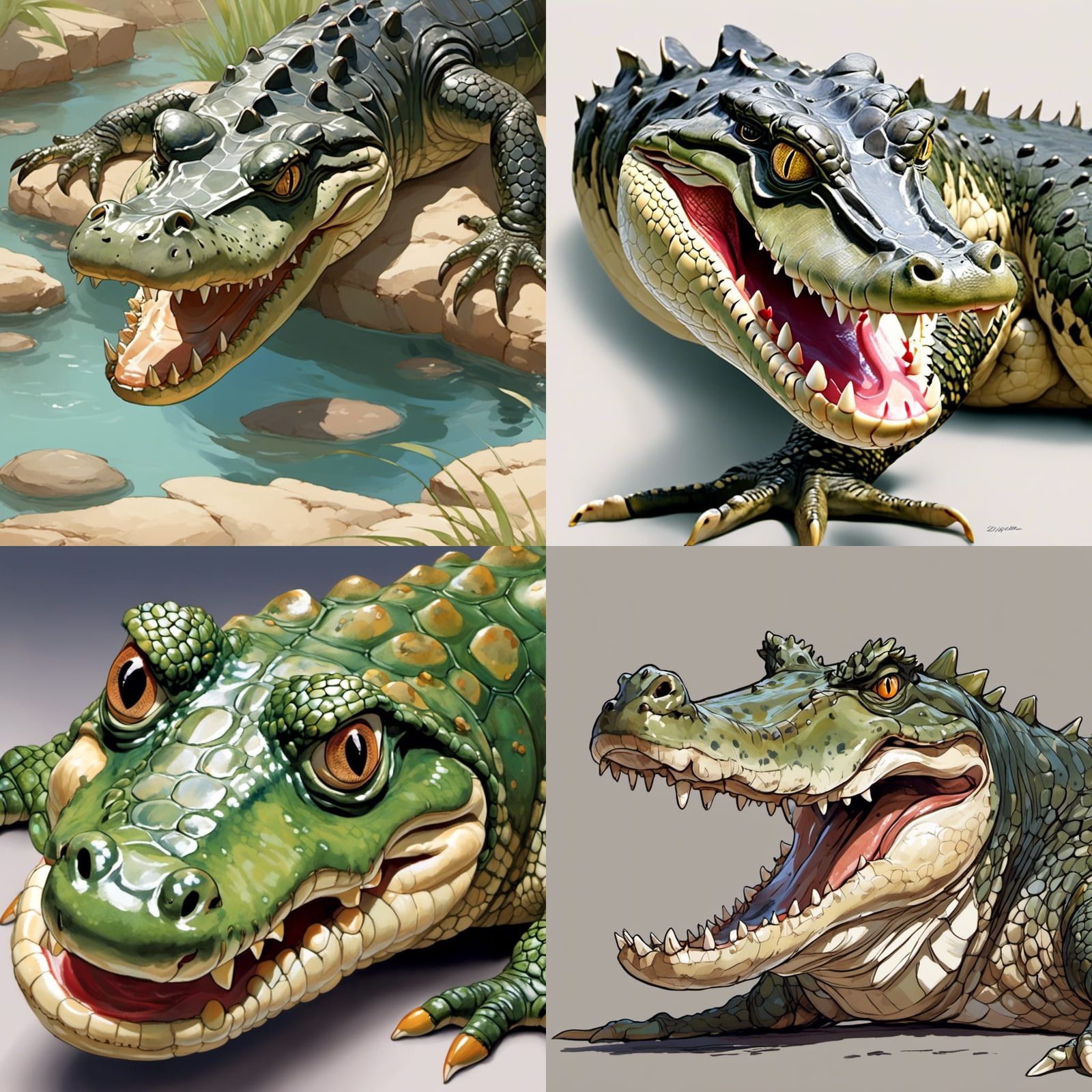 Smiling Crocodile with Transparent Background