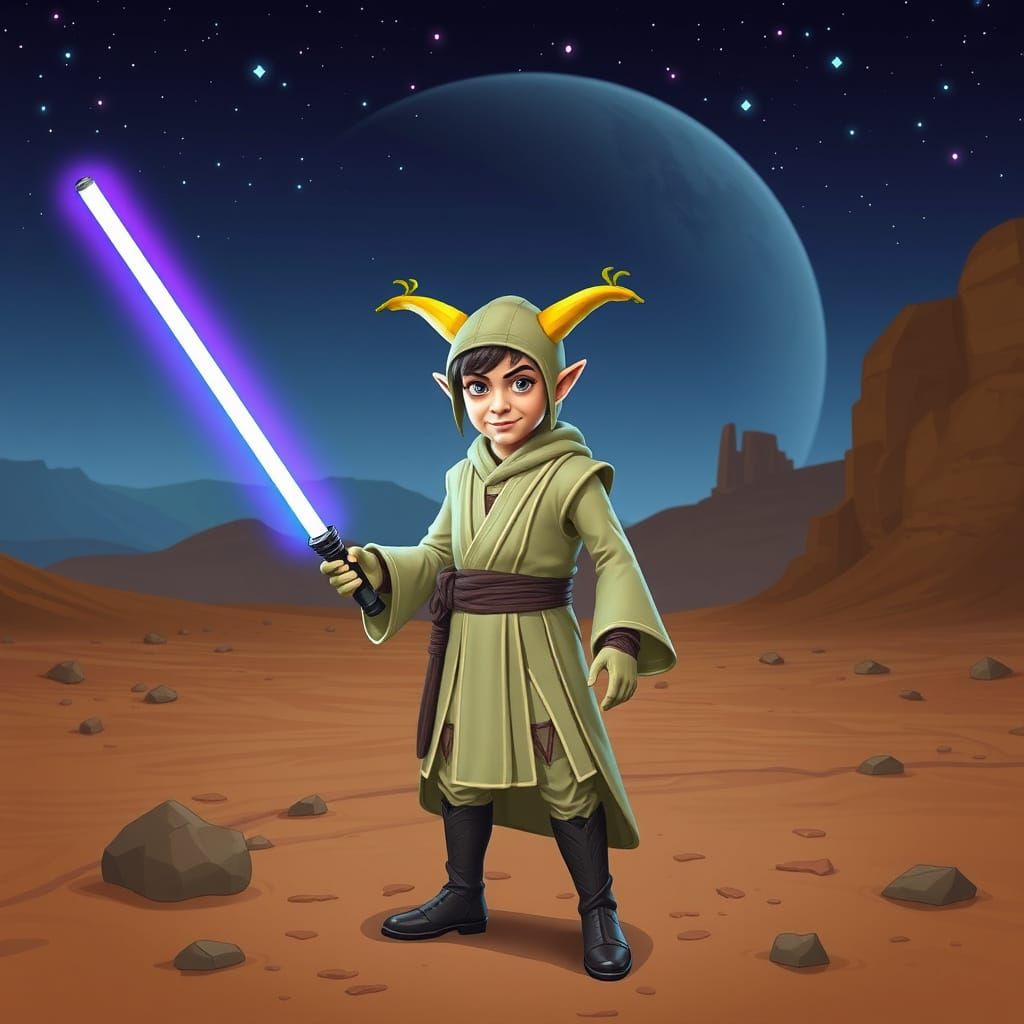 A Young Jedi in Whimsical Attire Embodies the Spirit of Bana...