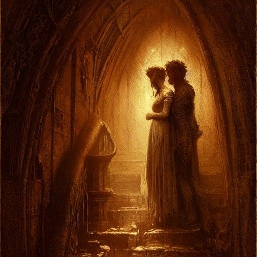 Creepy Antique Couple in Doré Style