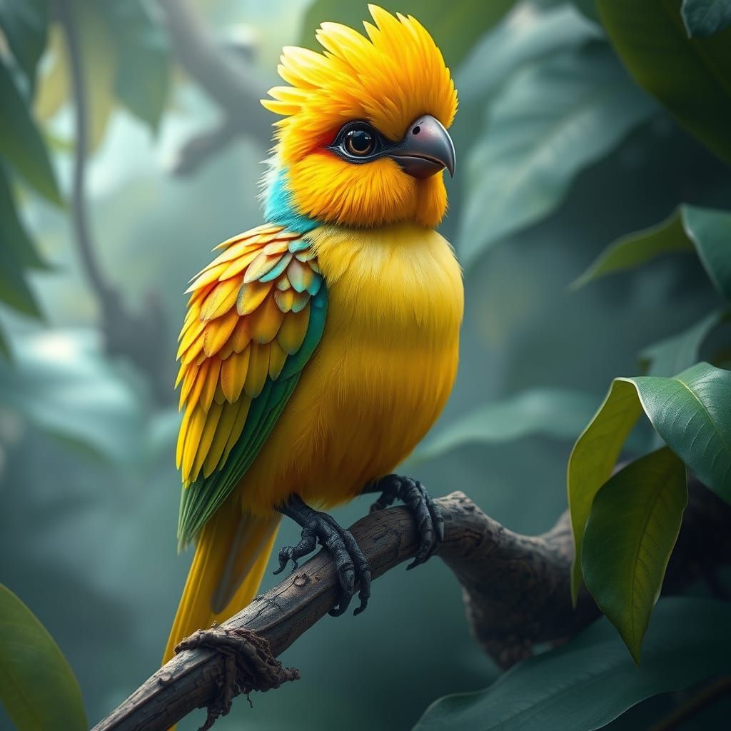Whimsical Banana Bird in Tropical Paradise