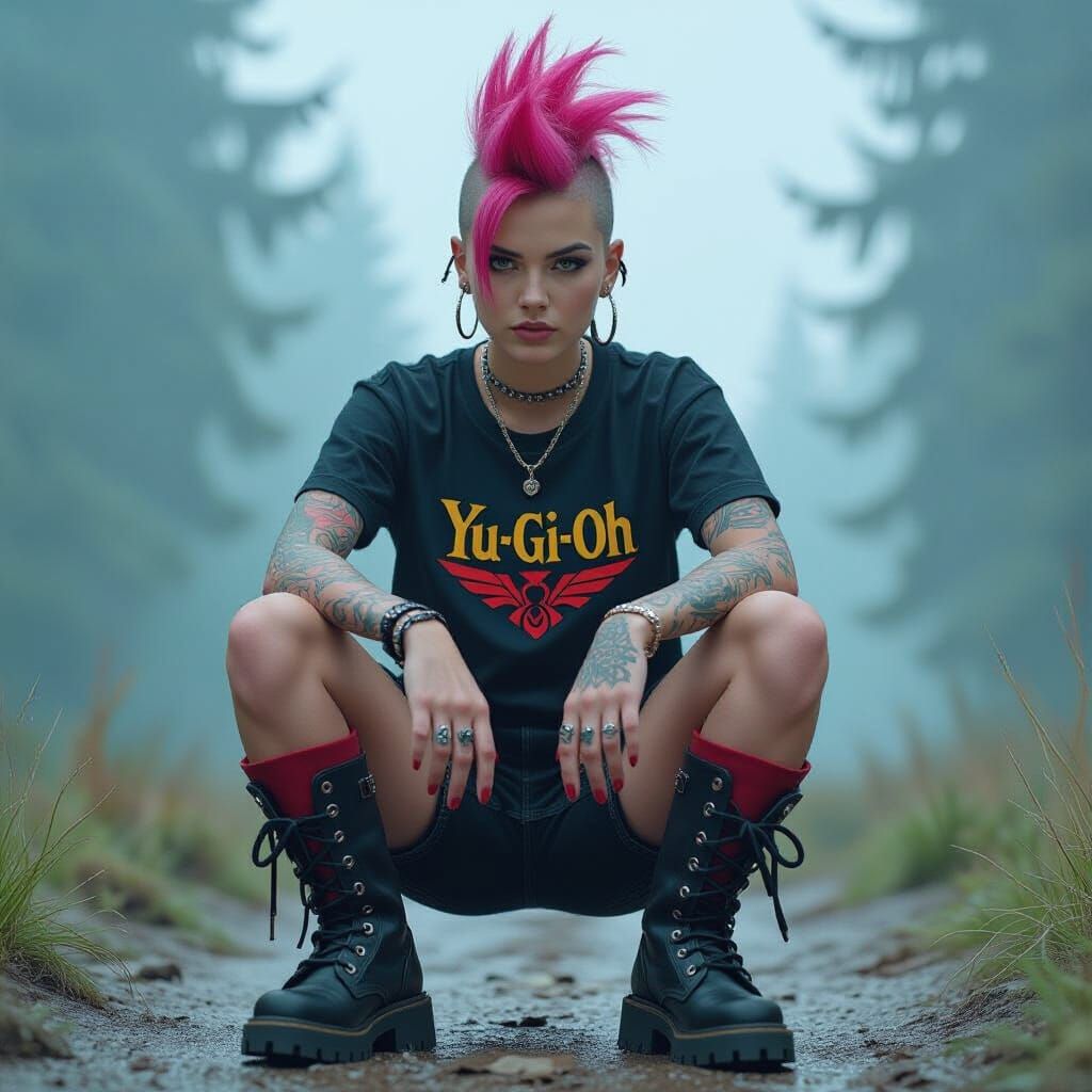 Punk Woman in Yu-Gi-Oh Tee, Digital Matte Painting