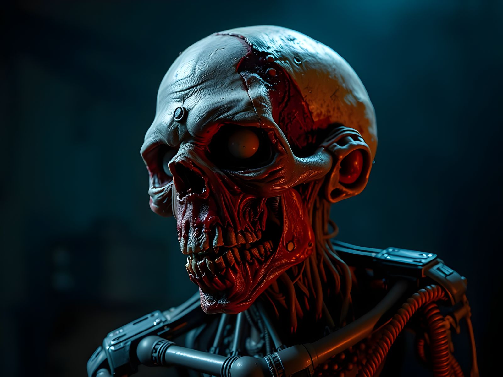 Severed Zombie Head with Angry Expression