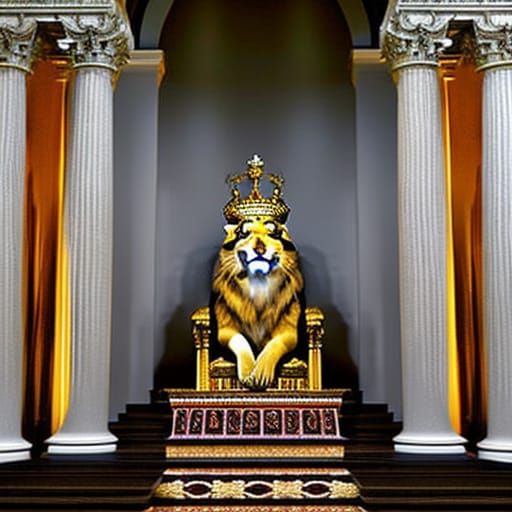 Lion of Judah Enthroned: A Majestic Depiction