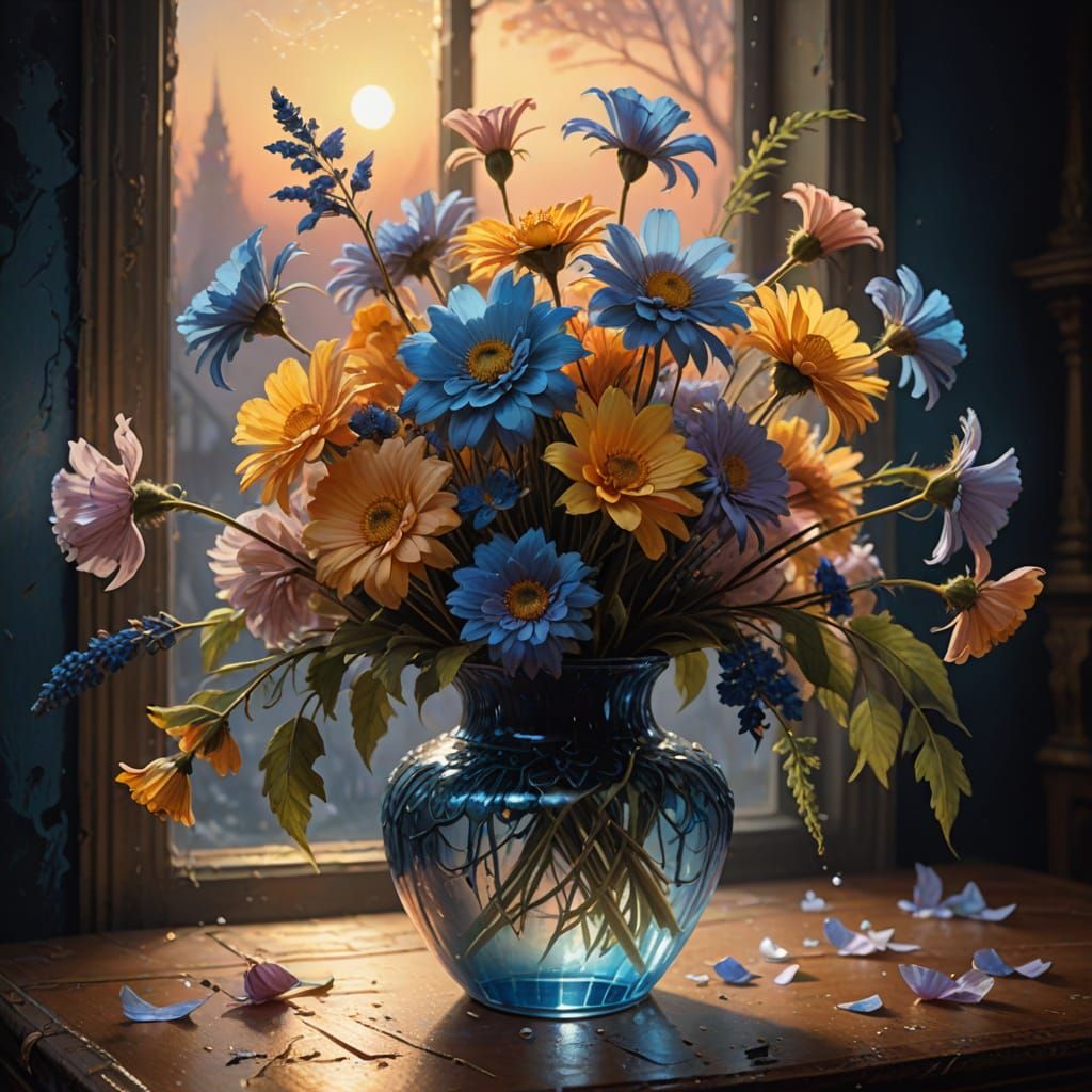 Surreal Sunset Bloom in Pastel Hues