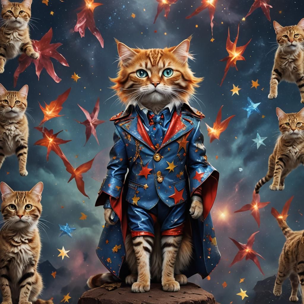 Cat Dressed as David Bowie: Digital Art