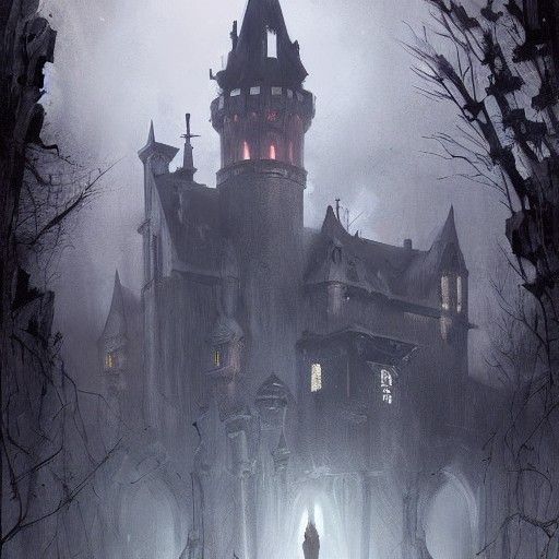 Sinister Haunted Castle: Dark Fantasy Art