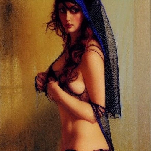 Seductive Countess Flogged, Oil Painting