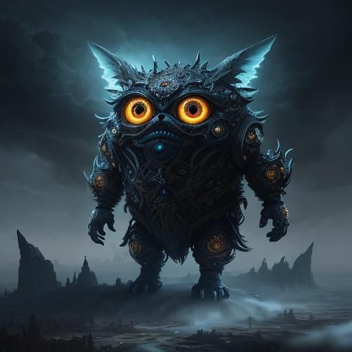 Cute Fluffy Creature with Chibi Eyes