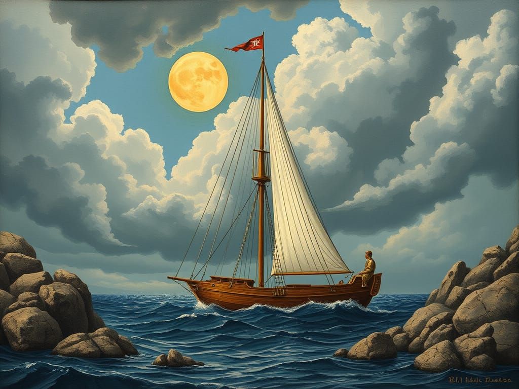 Nautical Abstract Art in Orphism Style