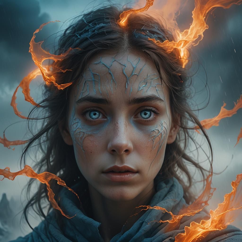 Woman's Shock as Dark Mist Envelops Her Face