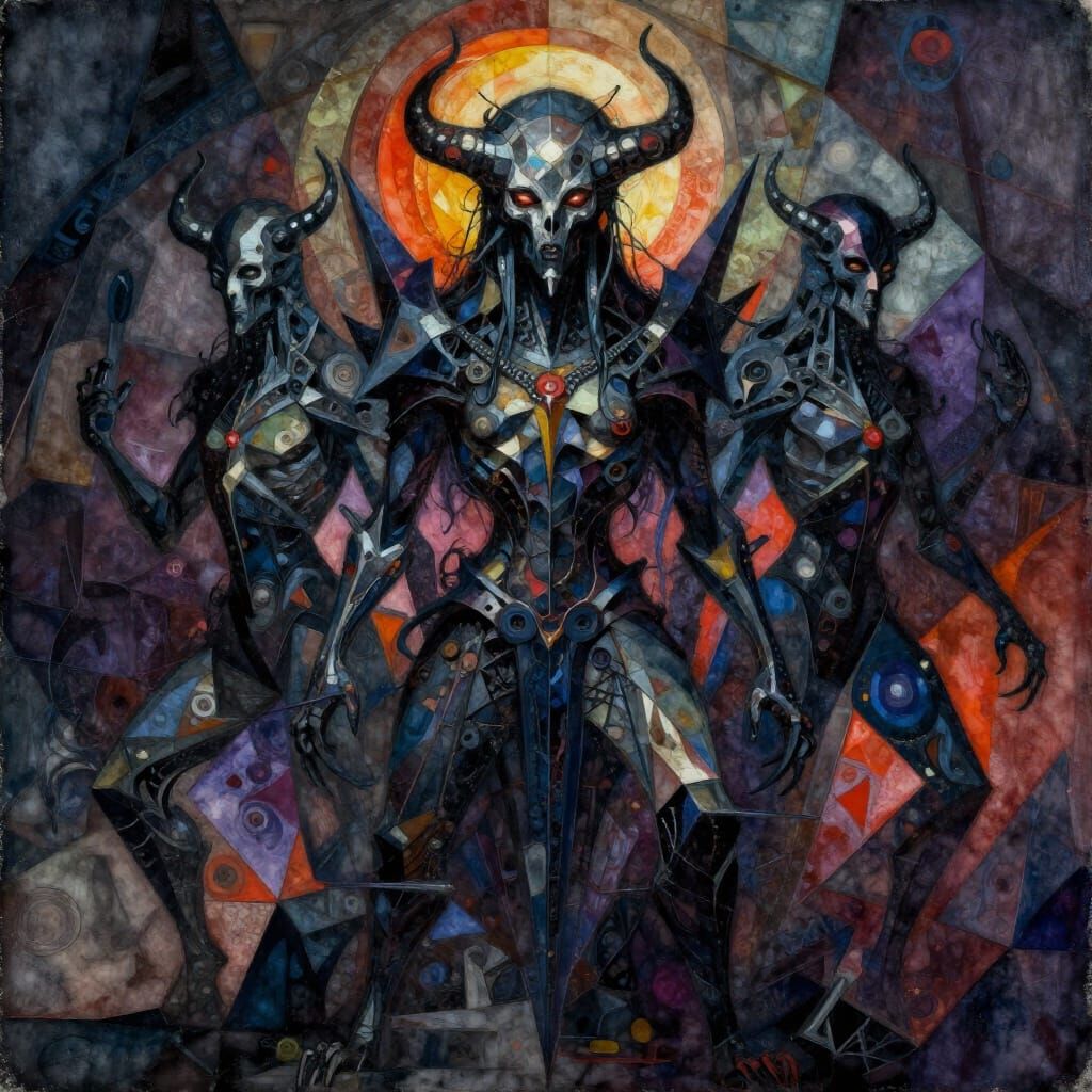 Wild Doom Avowed by Dark Forces in Abstract Geometric Style