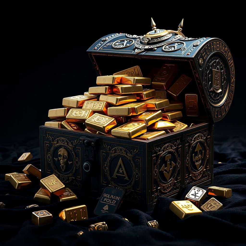 Gleaming Gold Bars Treasure Trove in Photorealistic Style